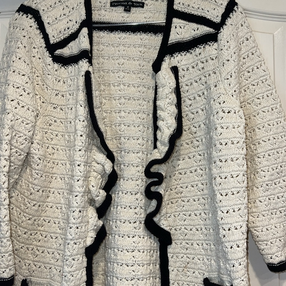 Ruffled Shimmery Knit Cardigan - Picture 3 of 6